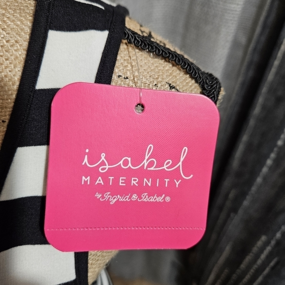 Isabel Maternity Black & White Striped Sleeveless Dress Size S - Picture 6 of 8